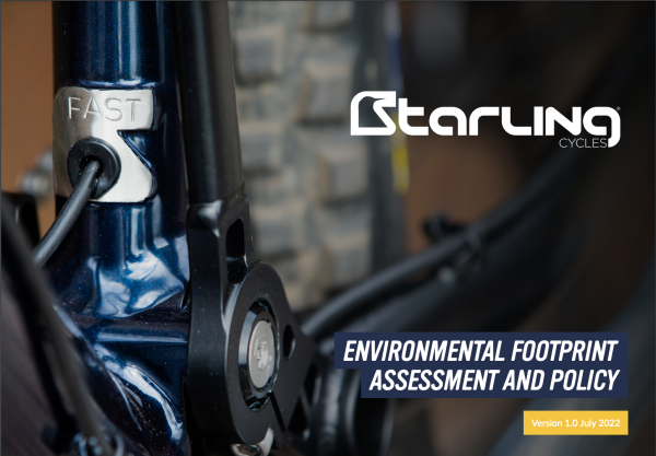 the first page of the starling cycles environmental footprint assesment and policy
