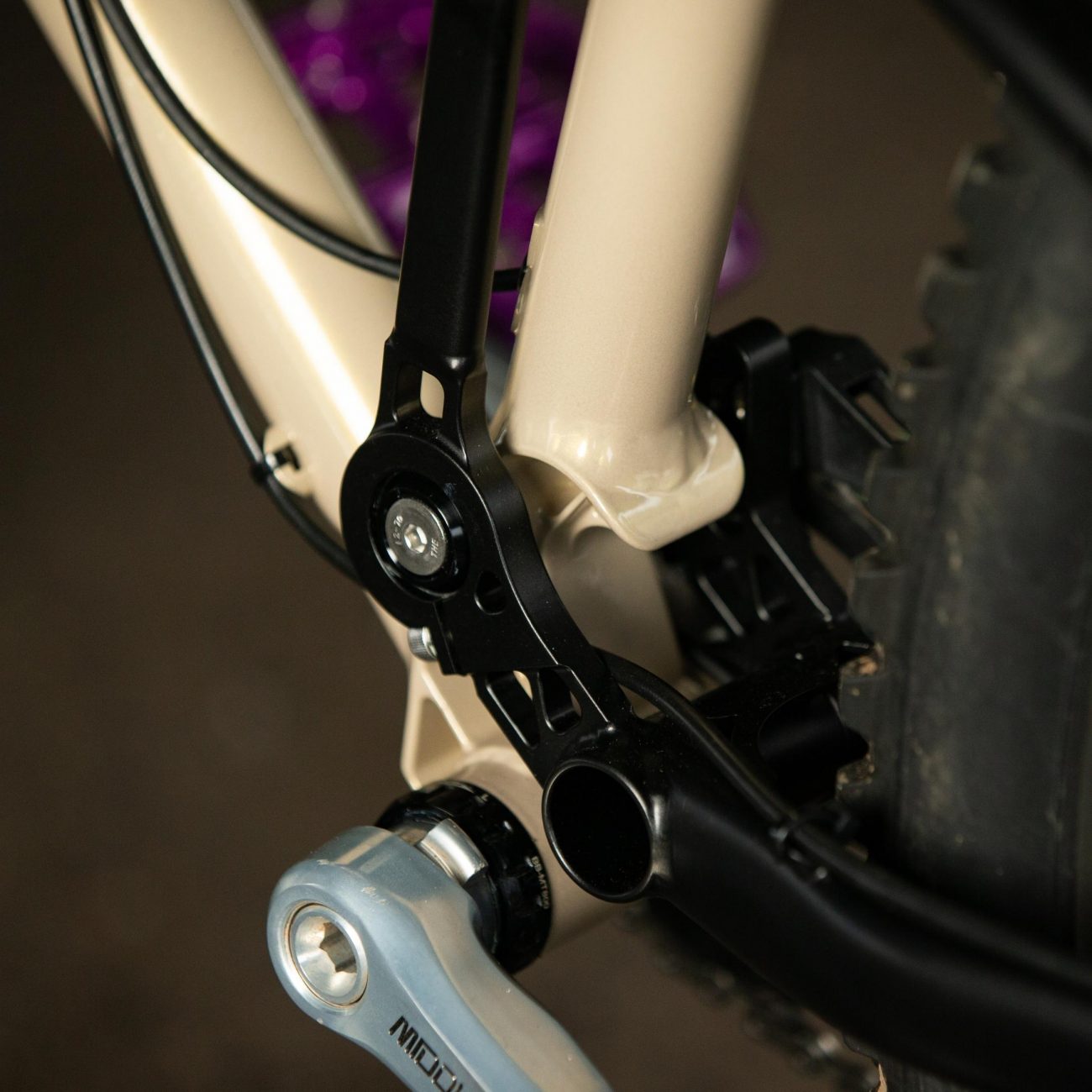 The Chainstay yoke on our V3 full-suspension frames.