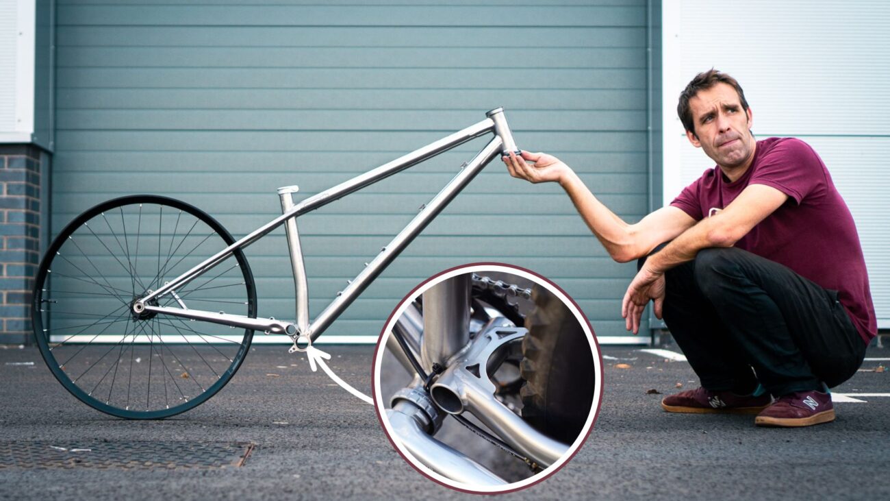 Starling Cycles Roost frame with close up of chainstay yoke.