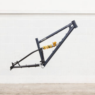 Studio photo of Starling Cycles Twist frame, blue